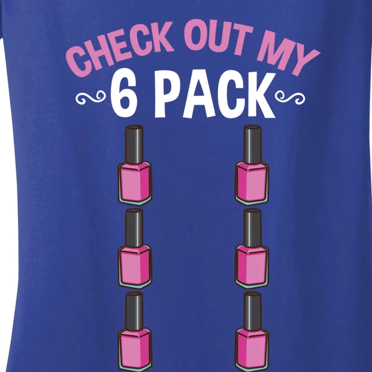 Check Out My Six Pack Nail Polish Gift Women's V-Neck T-Shirt