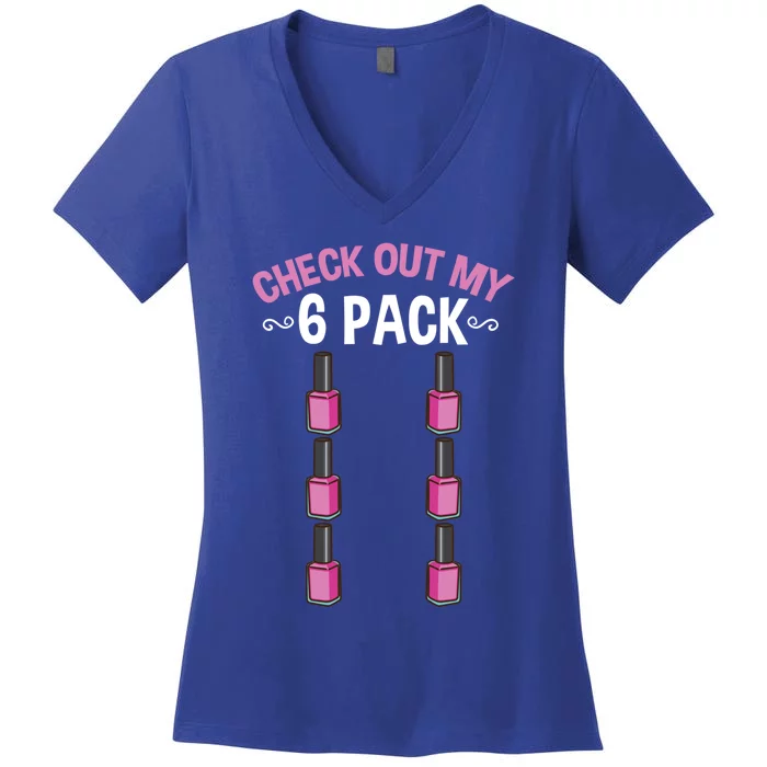 Check Out My Six Pack Nail Polish Gift Women's V-Neck T-Shirt