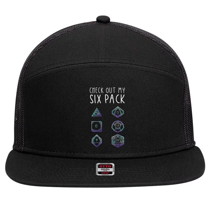 Check Out My Six Pack Dice For Dragons D20 RPG Gamer 7 Panel Mesh Trucker Snapback Hat