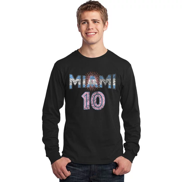 City Of Miami Argentina Blue Pink Sun 10 Flag Tall Long Sleeve T-Shirt