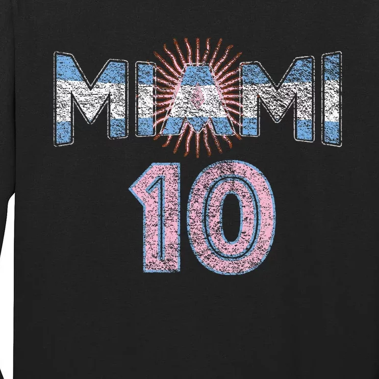 City Of Miami Argentina Blue Pink Sun 10 Flag Tall Long Sleeve T-Shirt