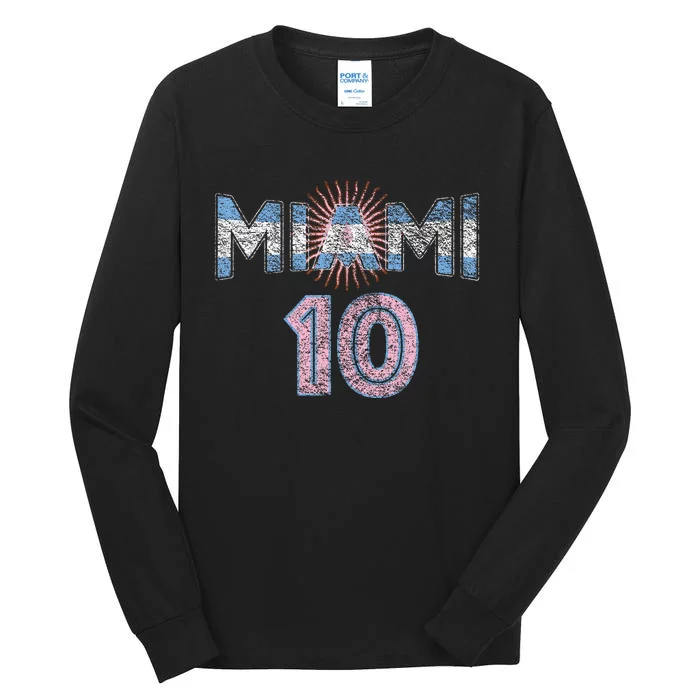 City Of Miami Argentina Blue Pink Sun 10 Flag Tall Long Sleeve T-Shirt