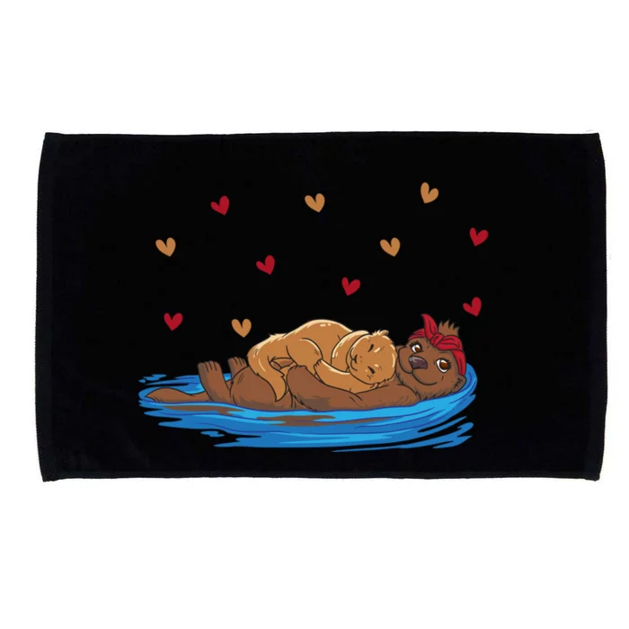 Cute Otter Mom Best Mom In The World Gift Microfiber Hand Towel