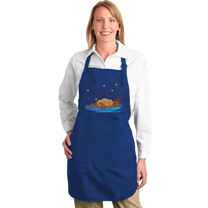 Cute Otter Mom Best Mom In The World Gift Full-Length Apron With Pocket