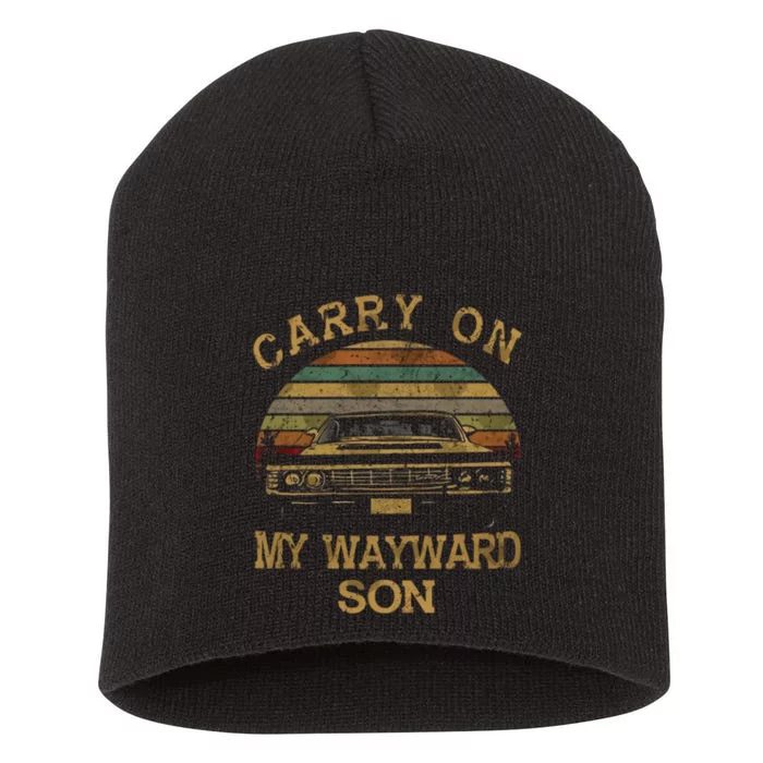 Carry On My Wayward Son Vintage Supernatural Short Acrylic Beanie