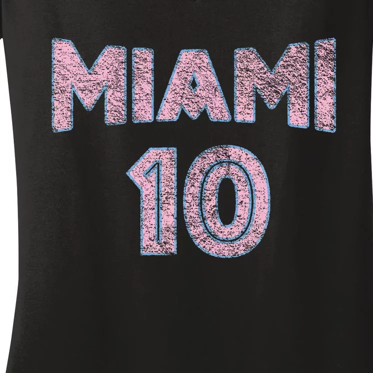 City Of Miami 10 Pink Women's V-Neck T-Shirt