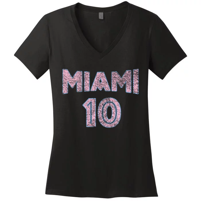 City Of Miami 10 Pink Women's V-Neck T-Shirt