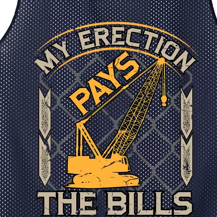 Crane Operator My Erection Pays The Bills Funny Construction Mesh Reversible Basketball Jersey Tank