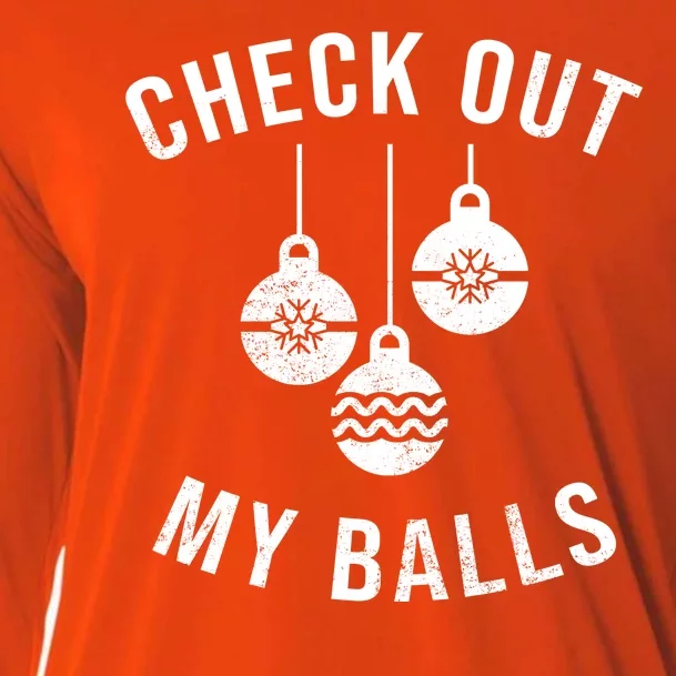 Checkout Out My Balls Funny XMas Christmas Cooling Performance Long Sleeve Crew