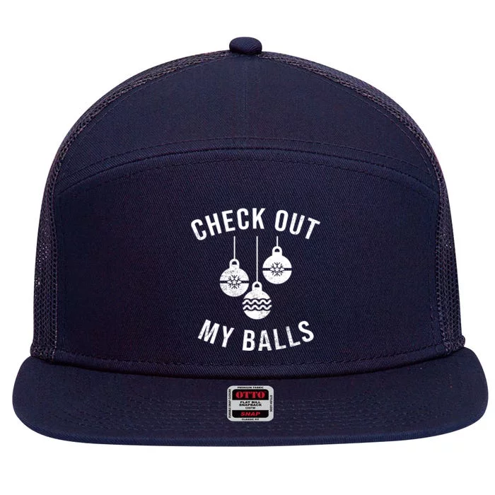 Checkout Out My Balls Funny XMas Christmas 7 Panel Mesh Trucker Snapback Hat