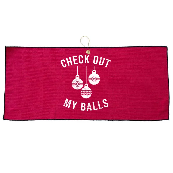 Checkout Out My Balls Funny XMas Christmas Large Microfiber Waffle Golf Towel