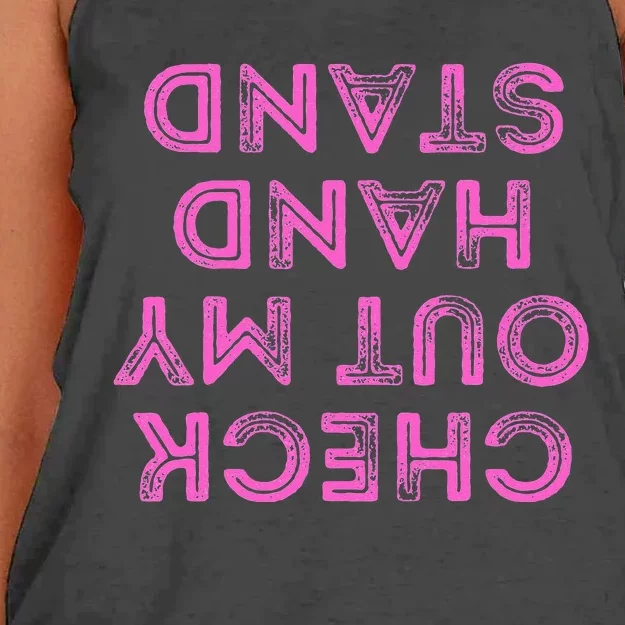 Check Out My Handstand Funny Gymnastics Gift Women's Knotted Racerback Tank