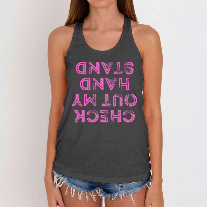 Check Out My Handstand Funny Gymnastics Gift Women's Knotted Racerback Tank