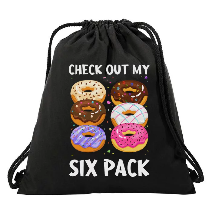 Check Out My Six Pack Donut Funny Gym Drawstring Bag