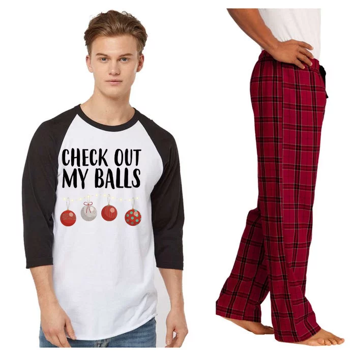 Check Out My Balls Funny Christmas Ornament Raglan Sleeve Pajama Set