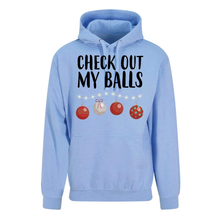 Check Out My Balls Funny Christmas Ornament Unisex Surf Hoodie