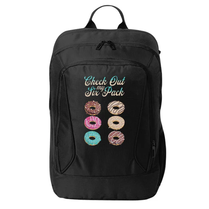 Check Out My Six Pack Funny Donut City Backpack