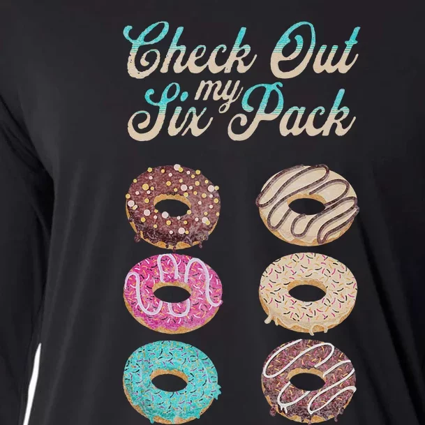 Check Out My Six Pack Funny Donut Cooling Performance Long Sleeve Crew