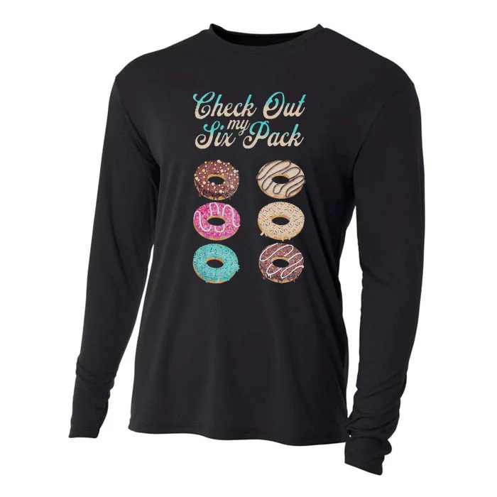 Check Out My Six Pack Funny Donut Cooling Performance Long Sleeve Crew