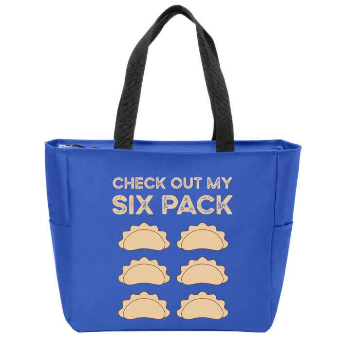 Check Out My Six Pack Funny Dumplings Polish Food Pierogi Gift Zip Tote Bag