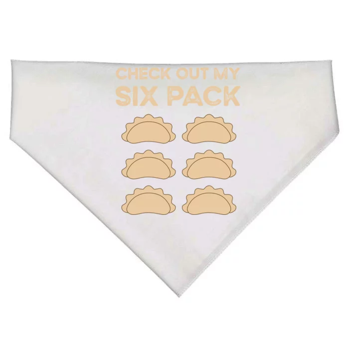 Check Out My Six Pack Funny Dumplings Polish Food Pierogi Gift USA-Made Doggie Bandana