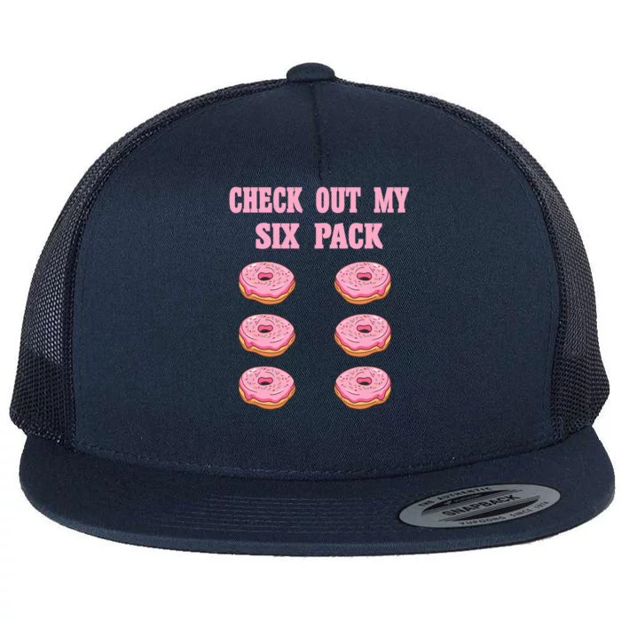 Check Out My Six 6 Pack Strawberry Donut Weightlifting Meaningful Gift Flat Bill Trucker Hat