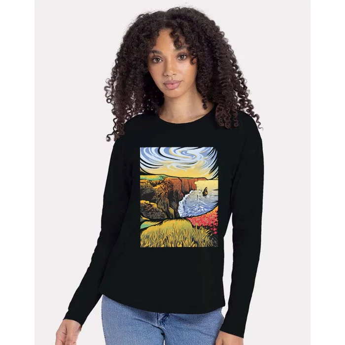 Cliffs Of Moher Landscape Nature Womens Cotton Relaxed Long Sleeve T-Shirt