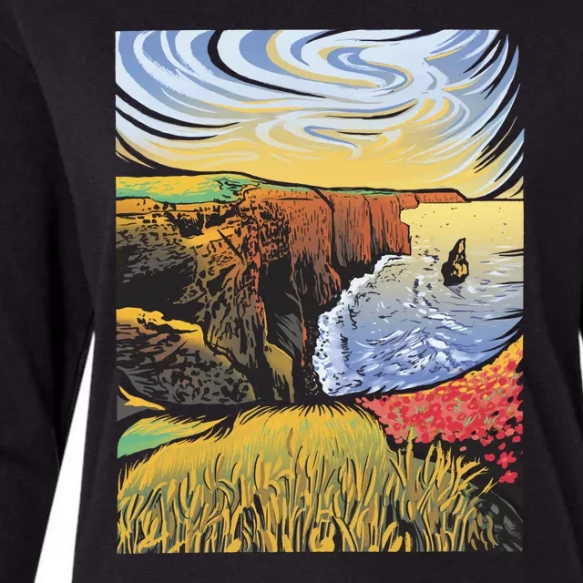 Cliffs Of Moher Landscape Nature Womens Cotton Relaxed Long Sleeve T-Shirt