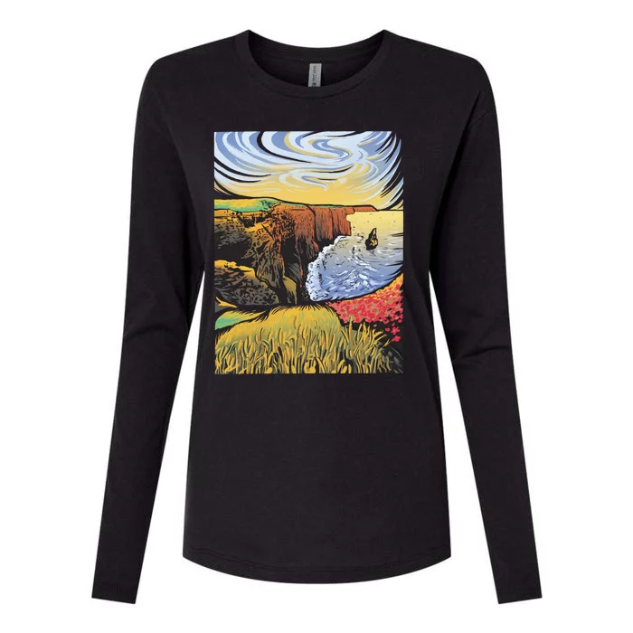 Cliffs Of Moher Landscape Nature Womens Cotton Relaxed Long Sleeve T-Shirt