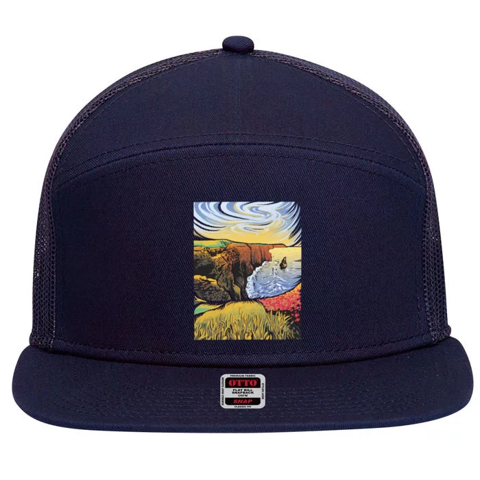 Cliffs Of Moher Landscape Nature 7 Panel Mesh Trucker Snapback Hat