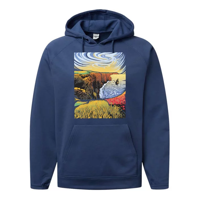 Cliffs Of Moher Landscape Nature Performance Fleece Hoodie