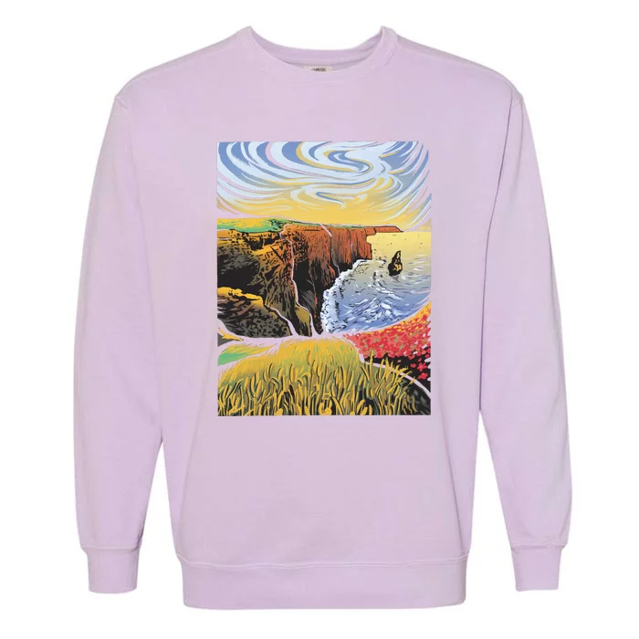 Cliffs Of Moher Landscape Nature Garment-Dyed Sweatshirt