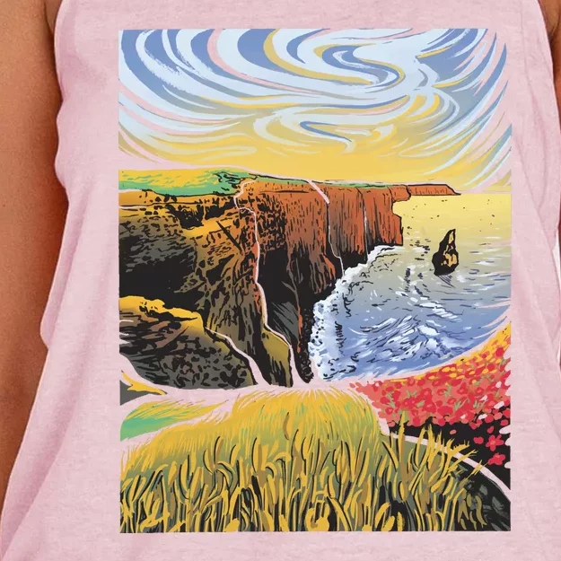 Cliffs Of Moher Landscape Nature Women's Knotted Racerback Tank