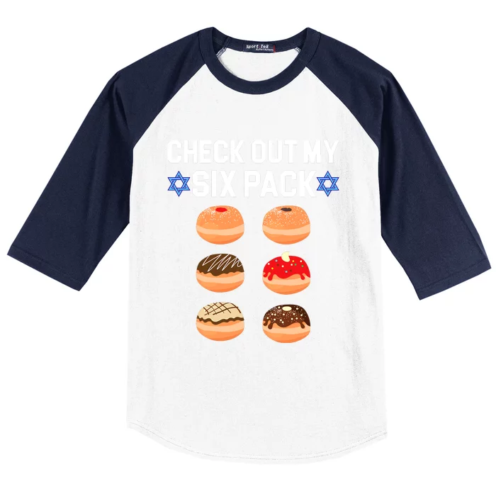 Check Out My Six Pack Donut Abs Hanukkah Chanukah Baseball Sleeve Shirt