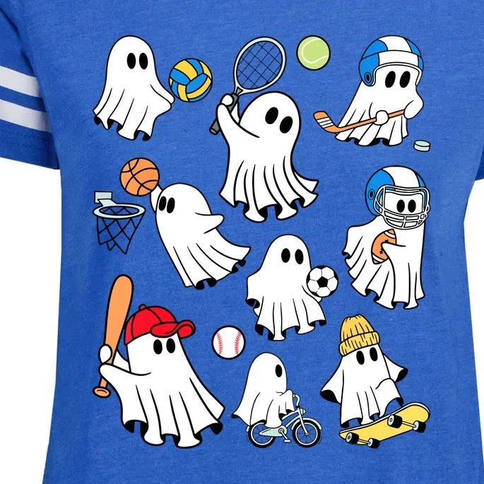 Collection Of Many Cute Baby Ghosts Halloween Sports Funny Gift Enza Ladies Jersey Football T-Shirt