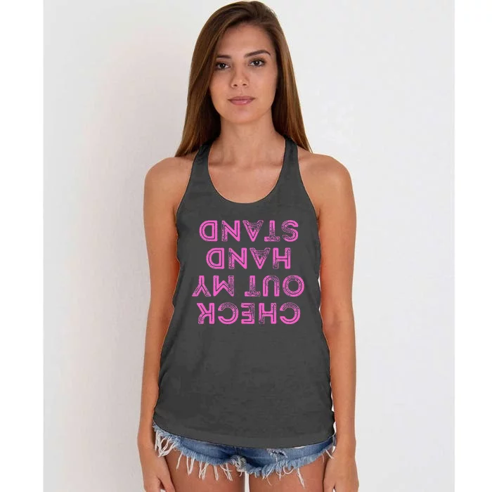 Check Out My Handstand Funny Gymnastics Gift Women's Knotted Racerback Tank