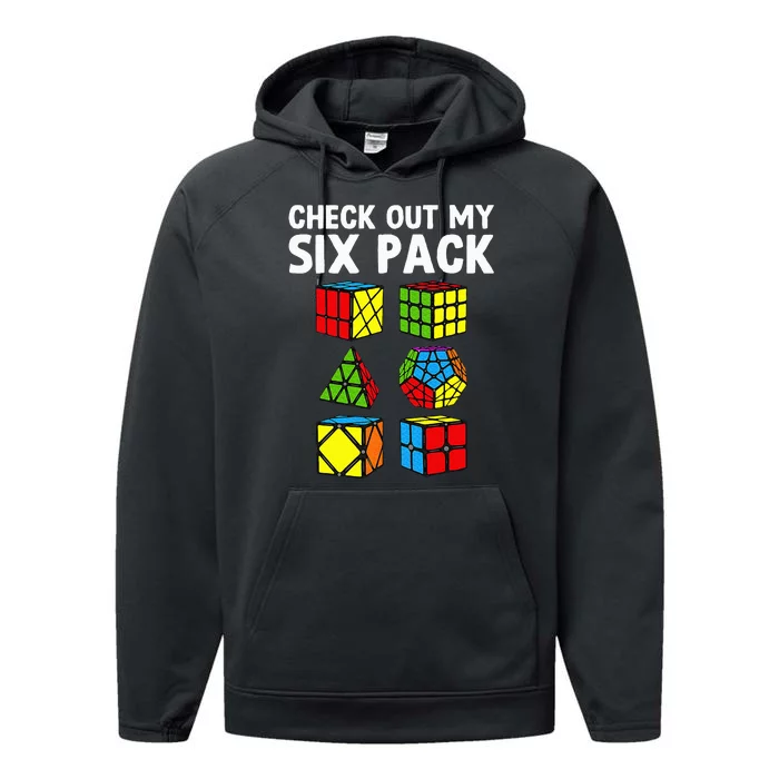 Check Out My Six Pack Puzzle Cube Funny Speed Cubing Performance Fleece Hoodie