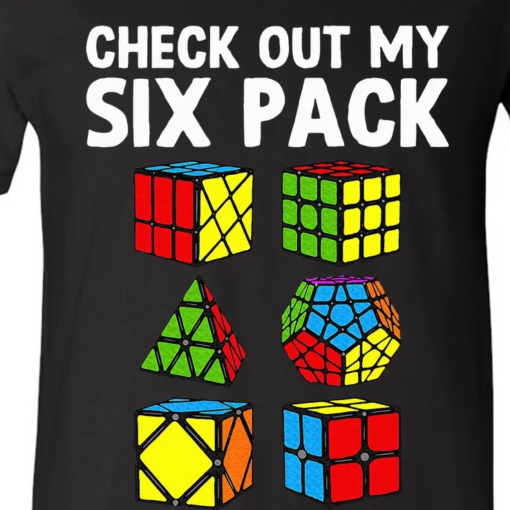 Check Out My Six Pack Puzzle Cube Funny Speed Cubing V-Neck T-Shirt