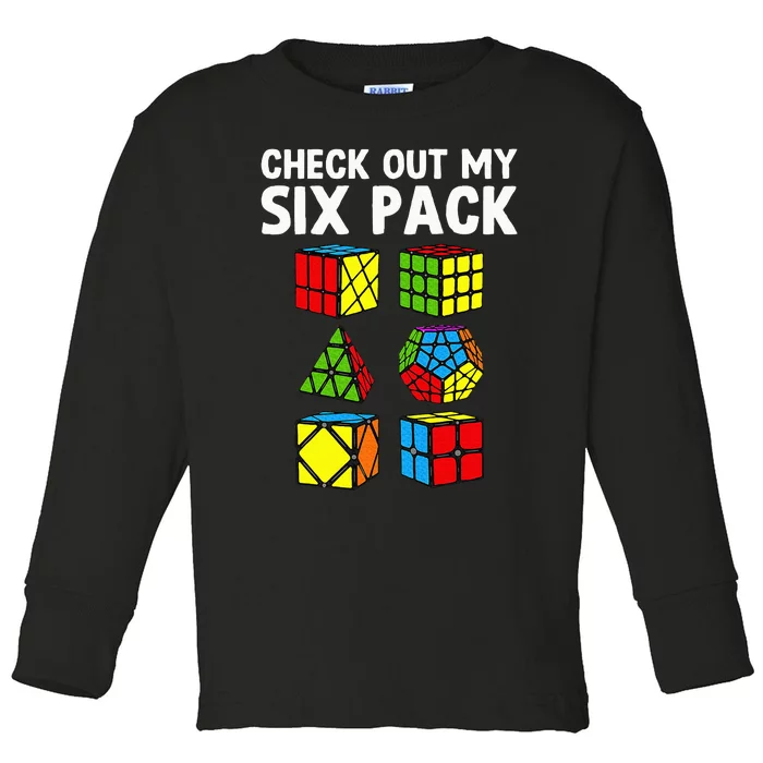 Check Out My Six Pack Puzzle Cube Funny Speed Cubing Toddler Long Sleeve Shirt