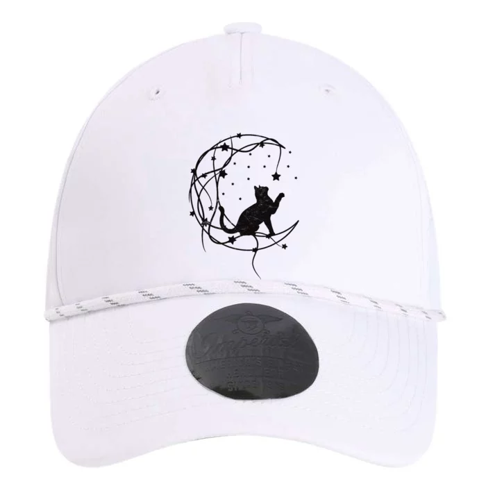 Cat On Moon With Stars Vintage Retro Performance The Dyno Cap