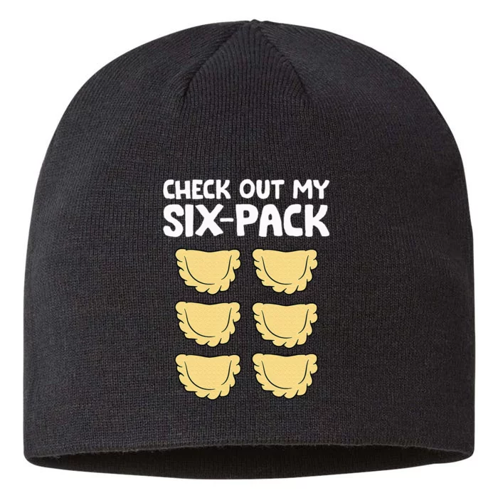 Check Out My Six Pack Polish Dumplings Funny Pierogi 8 1/2in Sustainable Knit Beanie