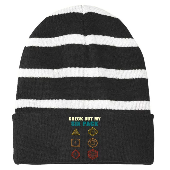 Check Out My Six Pack Dice For Dragons D.20 RPG Gamer Striped Beanie with Solid Band