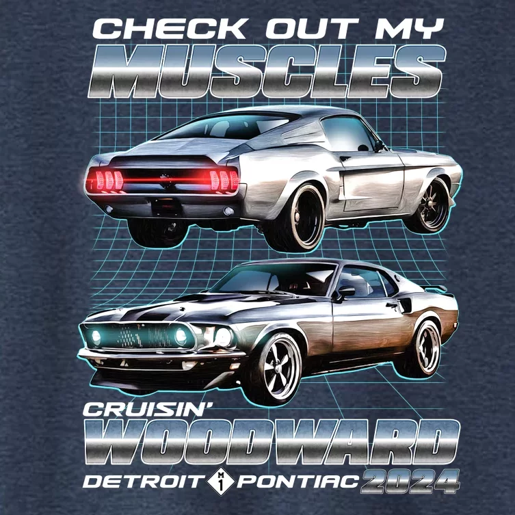 Check Out My Muscles Cruising Woodward Detroit To Pontiac 2024 Women's Crop Top Tee