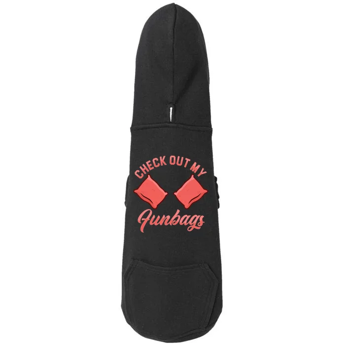 Check Out My Funbags Bean Bags Toss Cornhole Player Doggie 3-End Fleece Hoodie