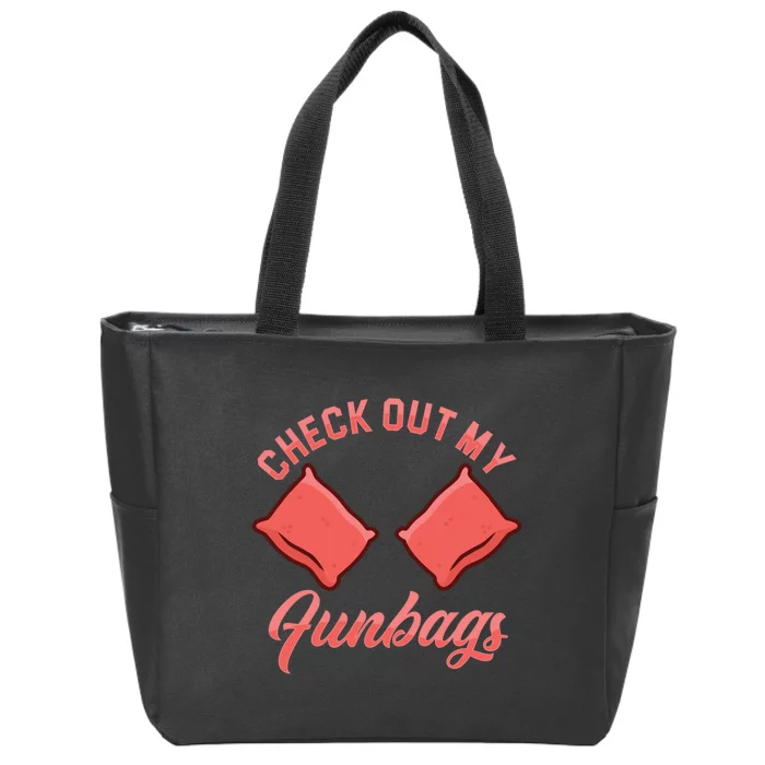 Check Out My Funbags Bean Bags Toss Cornhole Player Zip Tote Bag