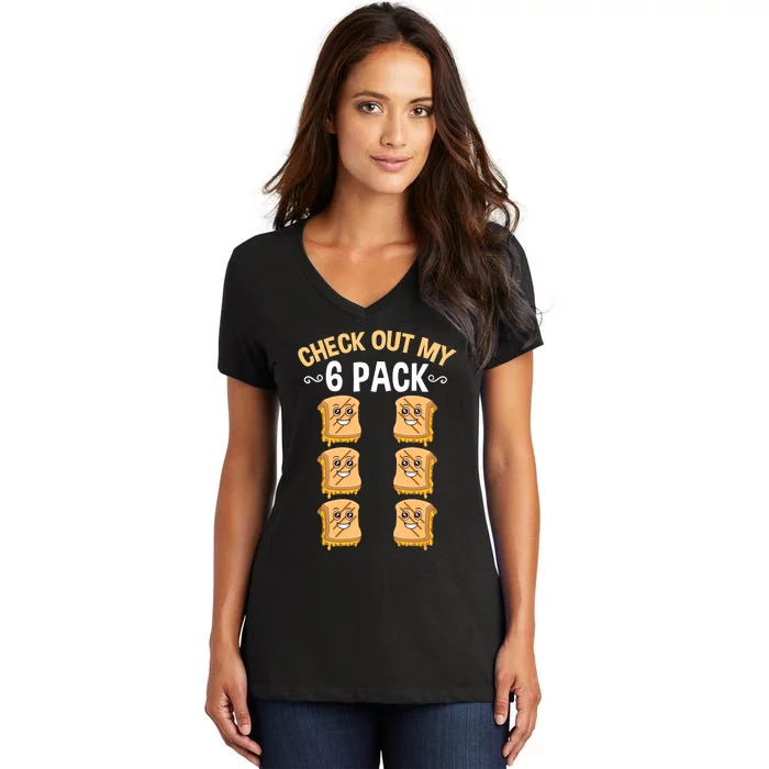 Check Out My Six Pack Grilled Cheese Women's V-Neck T-Shirt