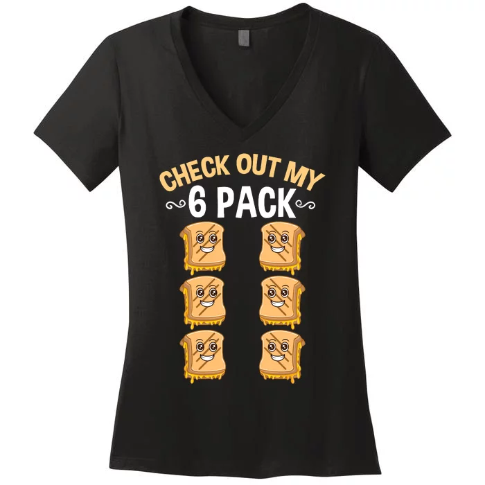 Check Out My Six Pack Grilled Cheese Women's V-Neck T-Shirt