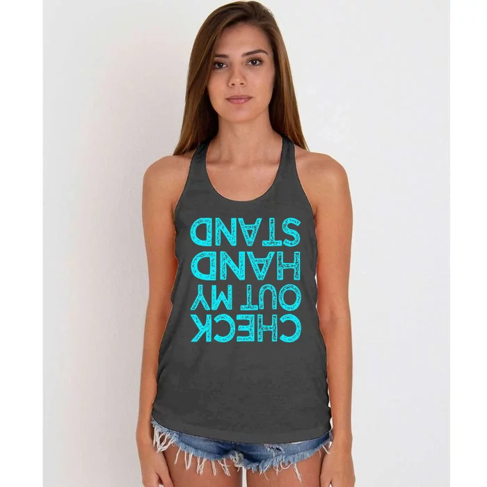 Check Out My Handstand Funny Gymnastics Gift Women's Knotted Racerback Tank