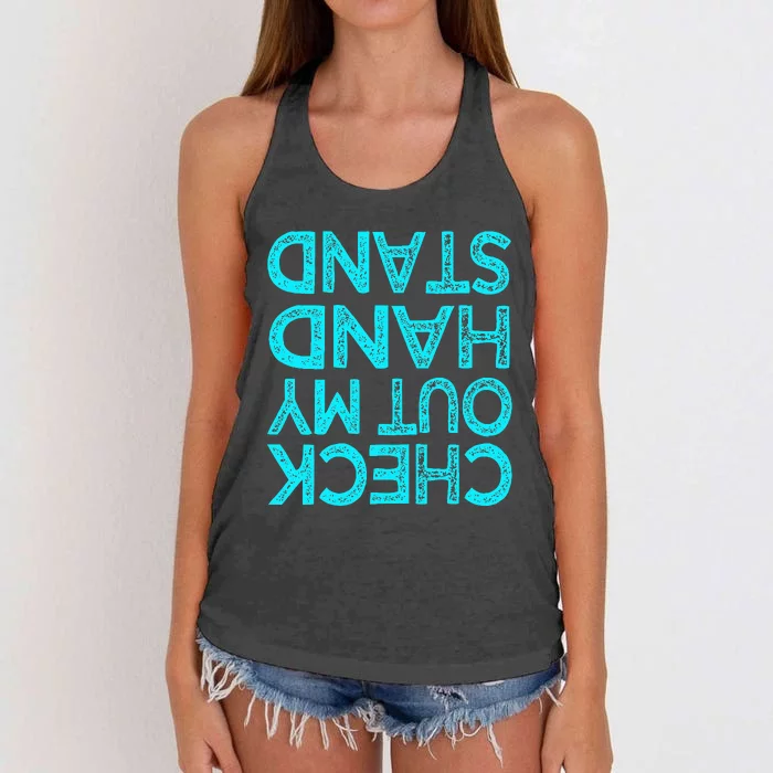 Check Out My Handstand Funny Gymnastics Gift Women's Knotted Racerback Tank