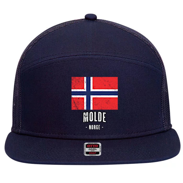 City Of Molde Gift Norway No Norwegian Flag Merch Gift Graphic Gift 7 Panel Mesh Trucker Snapback Hat